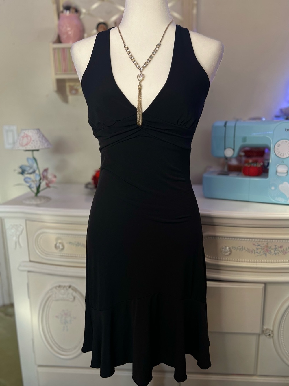 Y2k Twentyone Black V-Neck Sleeveless Midi Dress